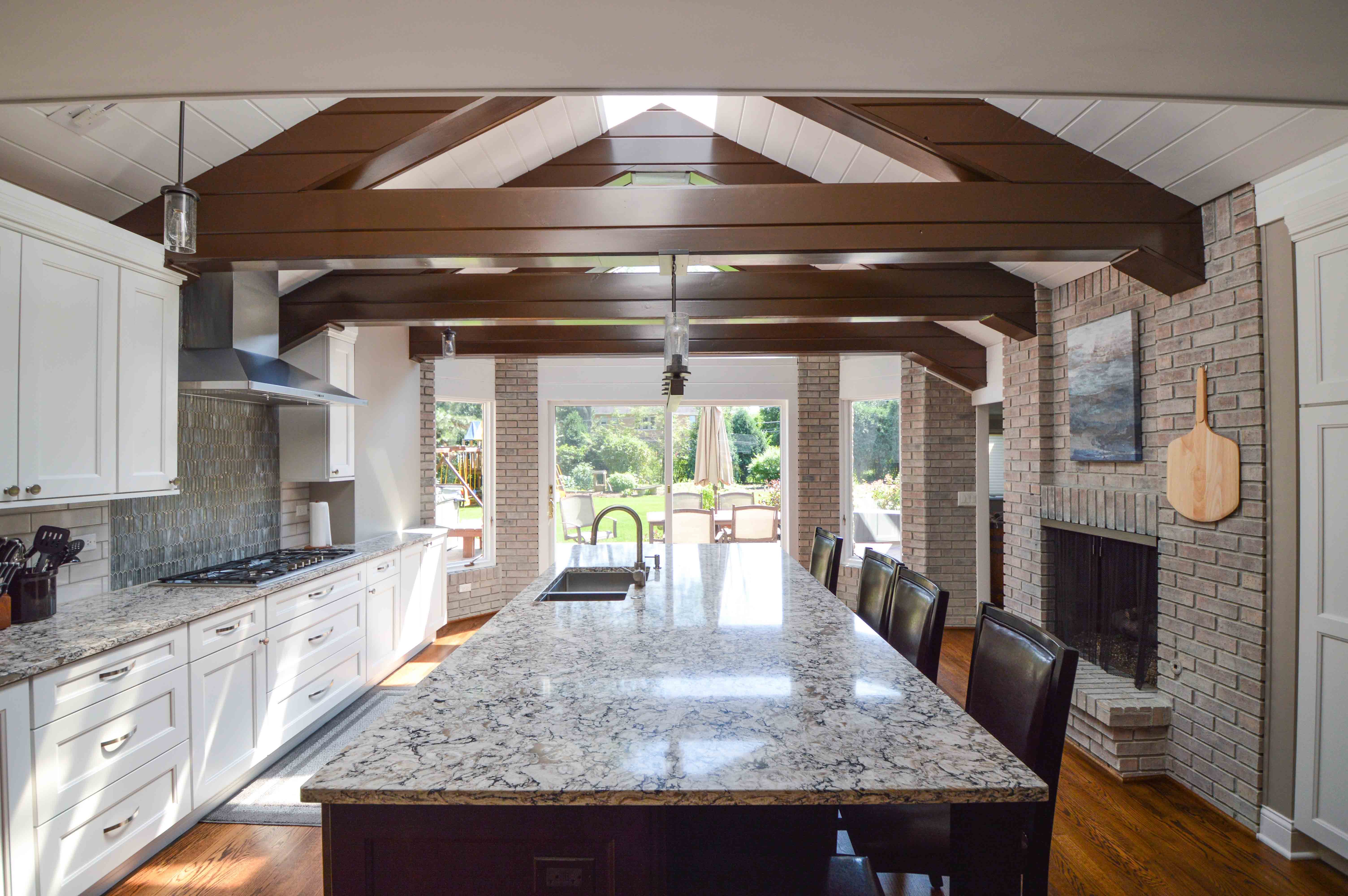 Large quartz kitchen island